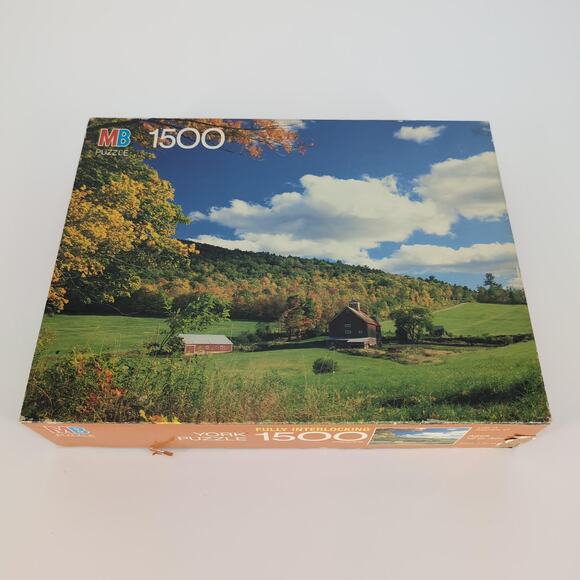 MB Milton Bradley 1500 Fully Interlocking Piece "Peacham, VT" Jigsaw Puzzle GUC - Picture 3 of 10
